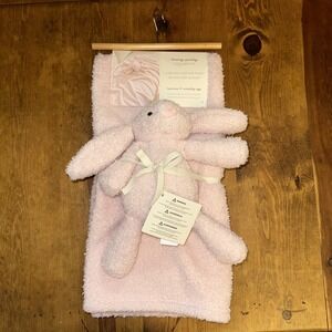 Laura Ashley Pink Bunny Baby Blanket Plush Toy‎ Reversible Feather Finish NWT